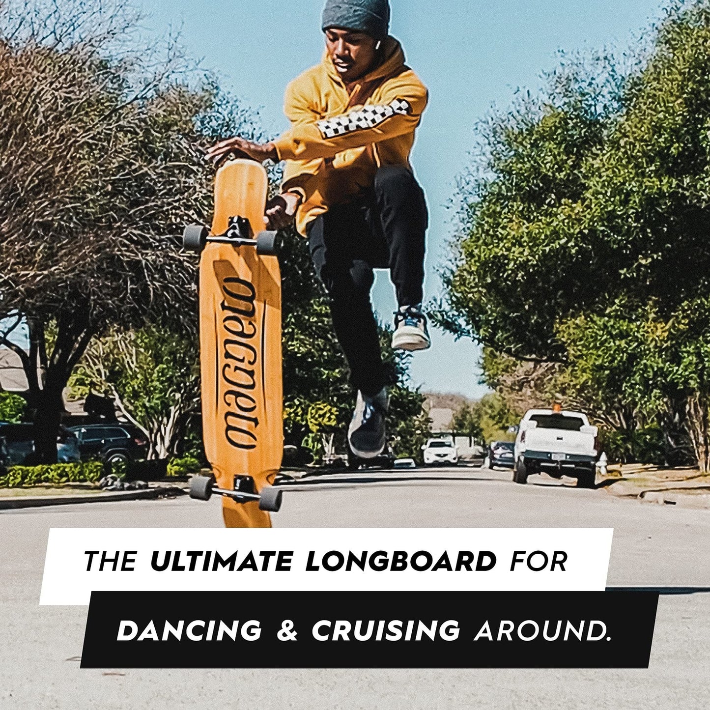 Bamboo Carbon Fiber Longboard Skateboard - 46” x 9.5”