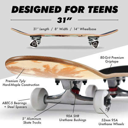 Cruiser Skateboard -  Maple Wood - Palm Trees