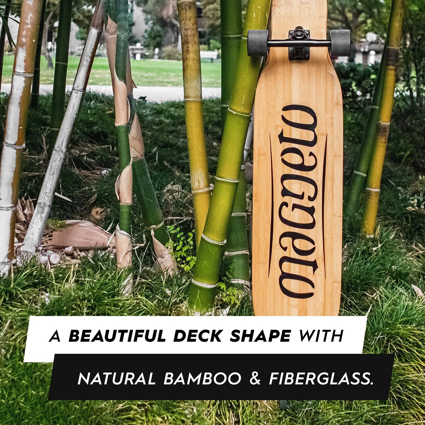 Bamboo Carbon Fiber Longboard Skateboard - 46” x 9.5”