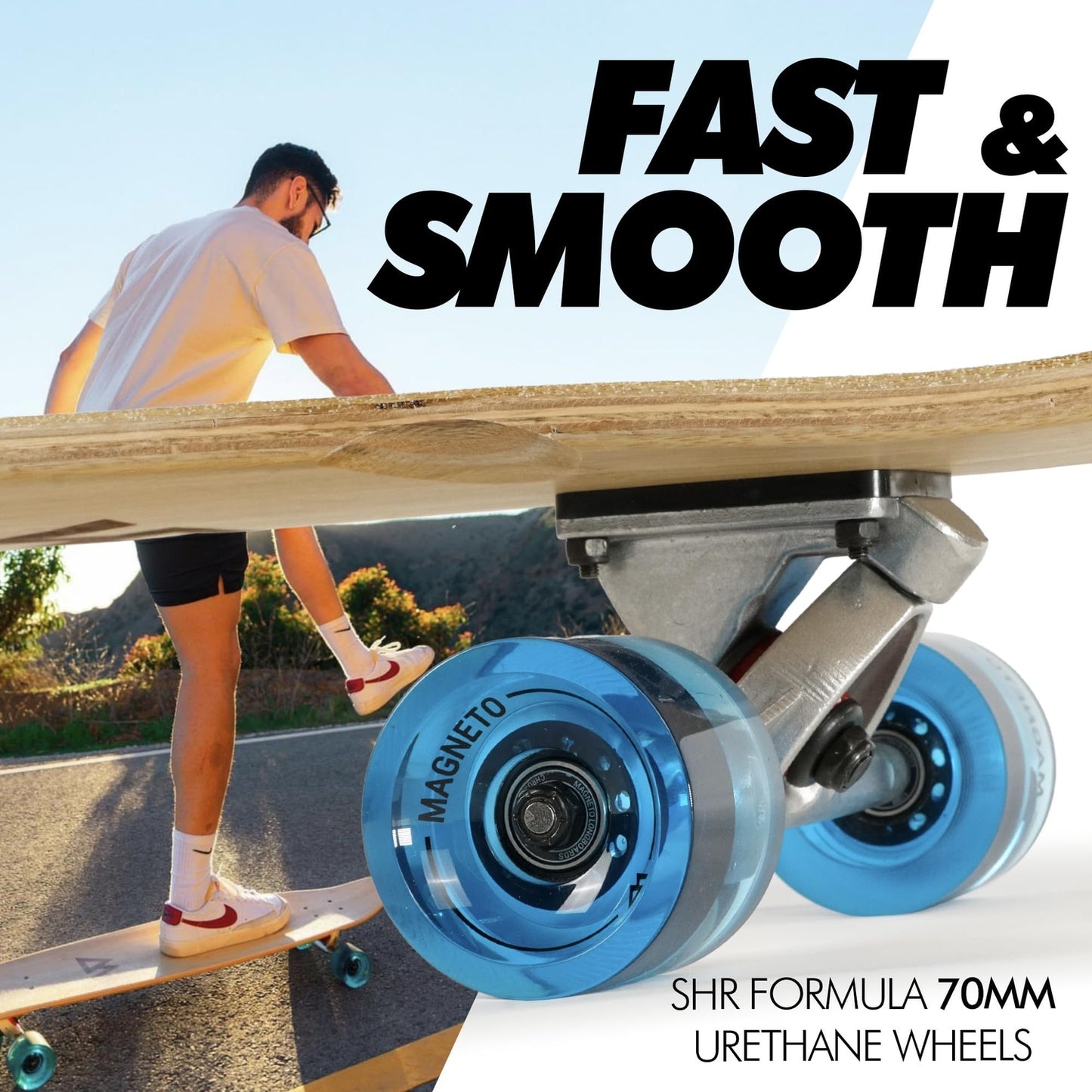 44 inch Kicktail Cruiser Longboard Skateboard - Blue